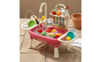 Storage and Drying Area Electric Water Play Sink Included Accessories Running Water Sink Toy Curved Faucet