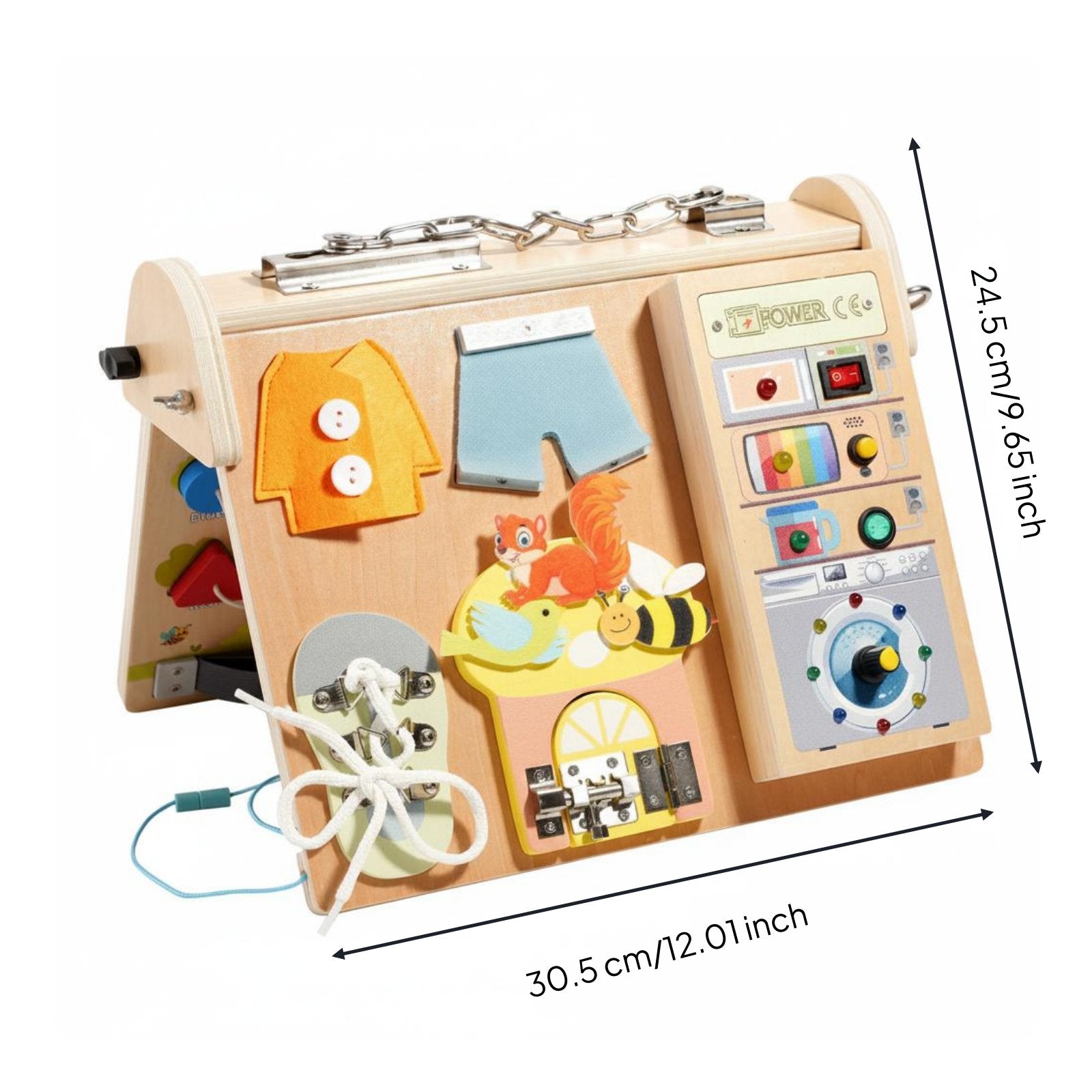 Four in a Busy Board Fine Motor Skills LED Busy Board Hand-Eye Coordination for Kids, Playroom, Car Ride