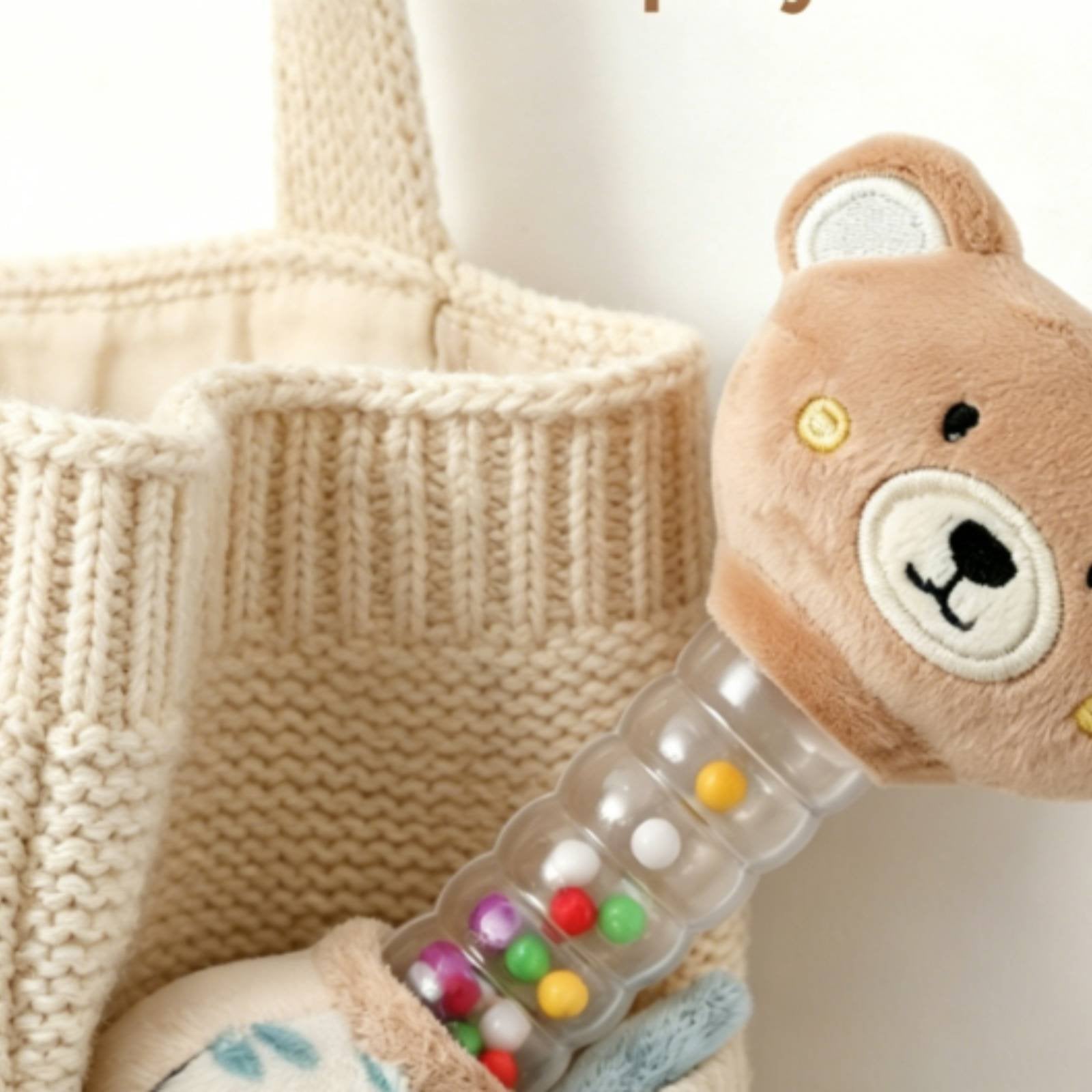 Sensory Grasp Rattle Easy to Hold Soft-Textured Baby Rattle Soft