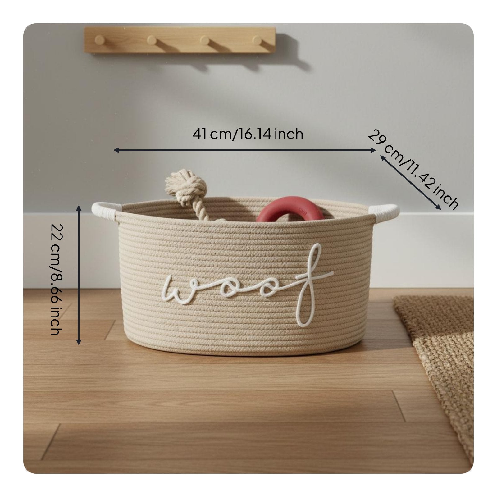 Woof Storage Basket With Handles Dog Toy Basket for Playroom