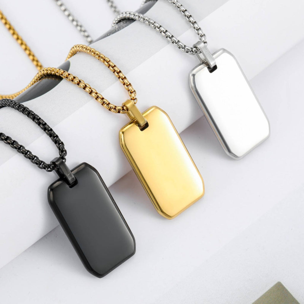 Mirror Finish Dog Pendant Necklace Beveled Trim Fashion Jewelry Low Maintenance