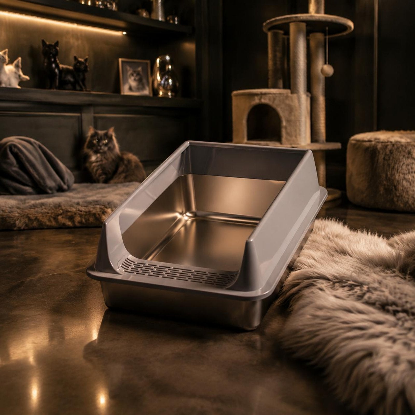 Extra Large Litter Box Splash Proof Semi-Enclosed Litter Box Easy to Clean