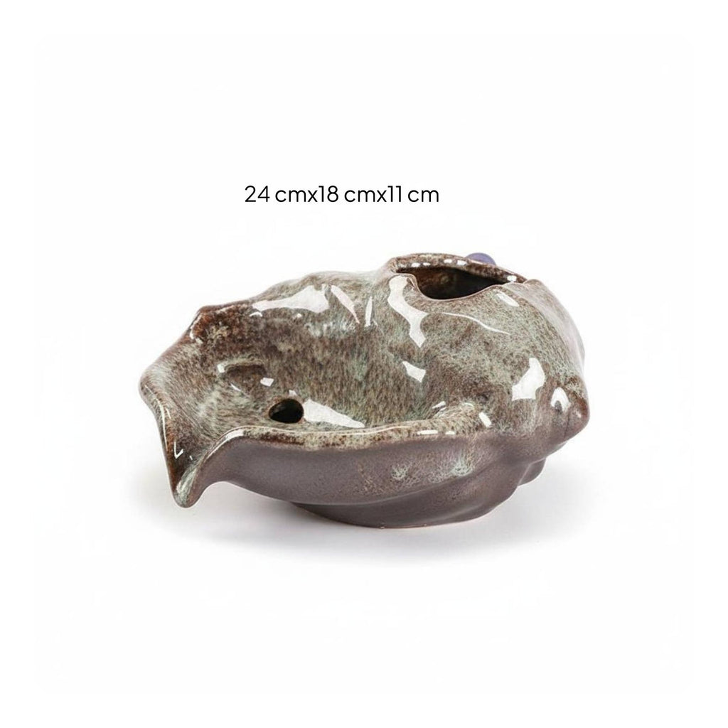 Green Aquatic Aquarium Filtration Ceramic Jar Fountain Easy to Clean for Balcony