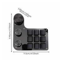 9 Key Keypad with 3 Knobs Hot-Swappable Buttons Customizable Shortcut Keyboard Multiple Mode Connectivity Computer Peripheral for Enthusiasts