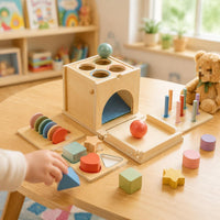 Four-in-Single Shape Sorting Toy Fine Hand Coordination Skills Wooden Color