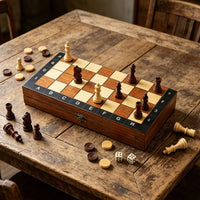 Wooden 3-in-1 Game Box Compact 3 in 1 Wooden Chess Set Rectangular