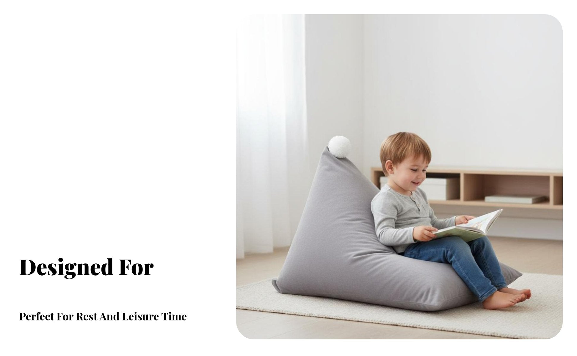 Pyramid Lounger with Tassel Nordic and Design Pouf Cleanable Cover Multifunctional for Children, Parents, Living Room