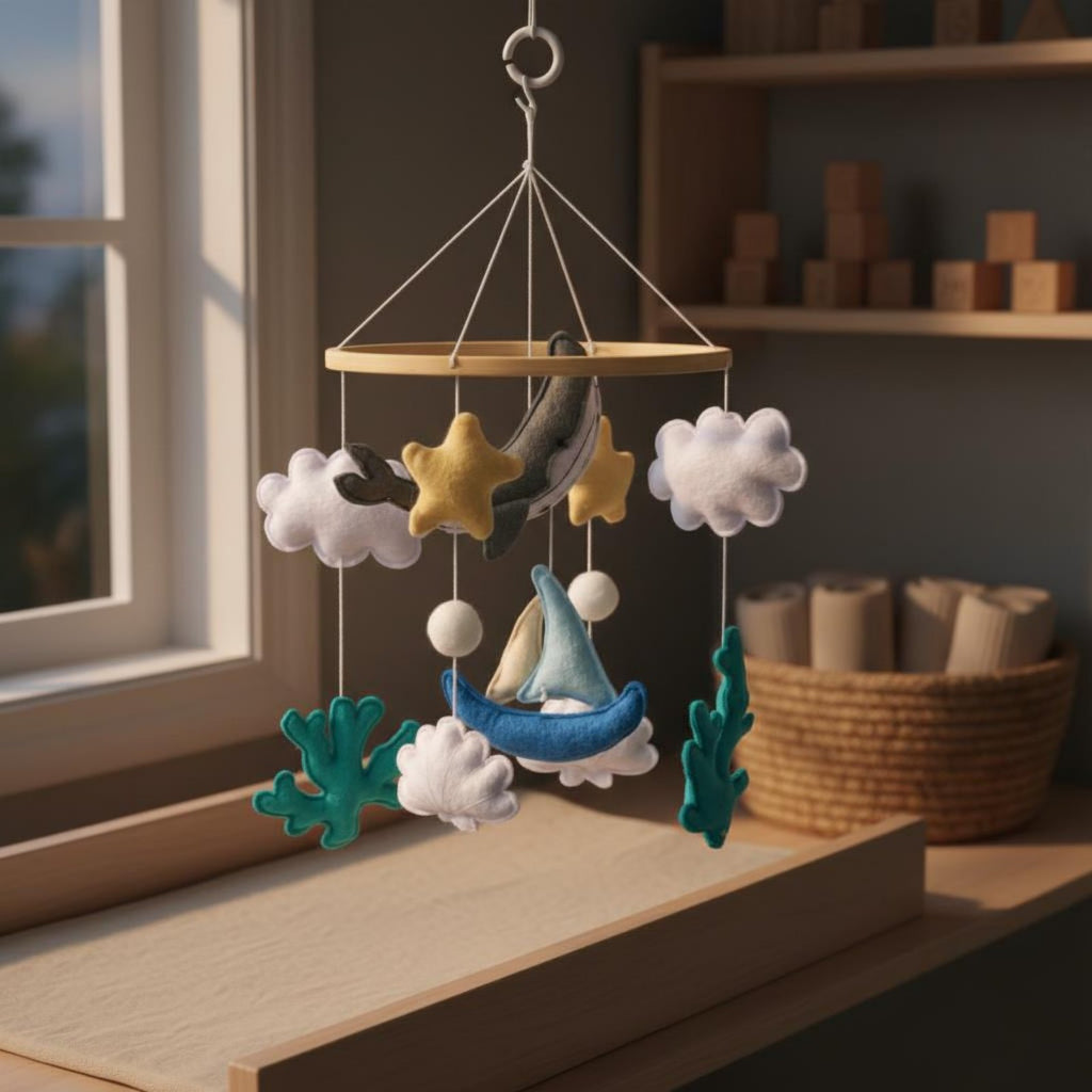 Felt Crib Mobile Easy to Install Marine Creature Crib Mobile Sleep Aid