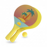 2 Pieces Wooden Beach Paddle Yellow Beach Paddle Rounded Head