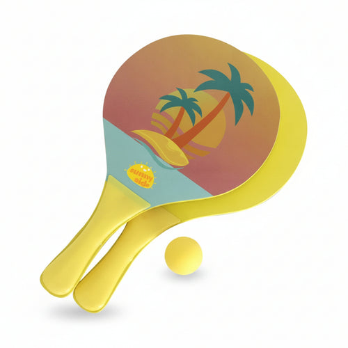 2 Pieces Wooden Beach Paddle Yellow Beach Paddle Rounded Head