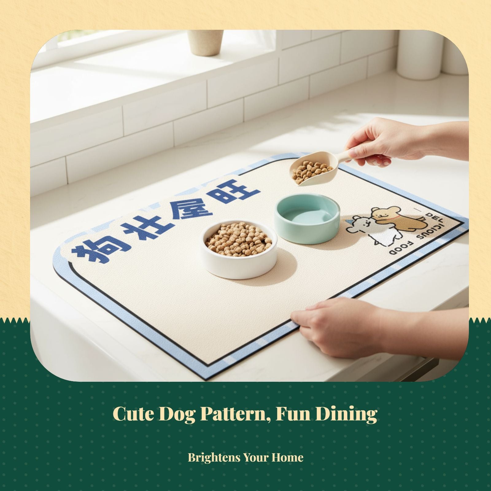 Pet Feeding Mat, Water-Resistant Non-Slip Dog and Cat Placemat, Easy-to-Clean PVC Spill-Resistant Floor Mat