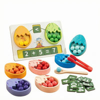 Dinosaur Egg-Shaped Counting Toy Colorful Wooden Counting Toy Color Sorting