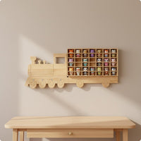 Train-Shaped Wall Shelf Natural Wood Train-Shaped Display Shelf Floating