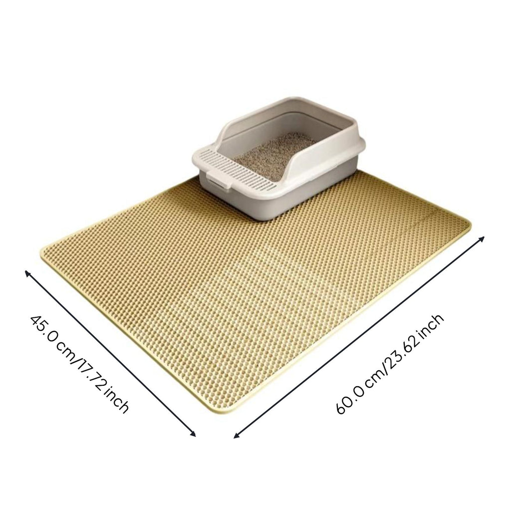 Water-resistant hex mat protects floors.