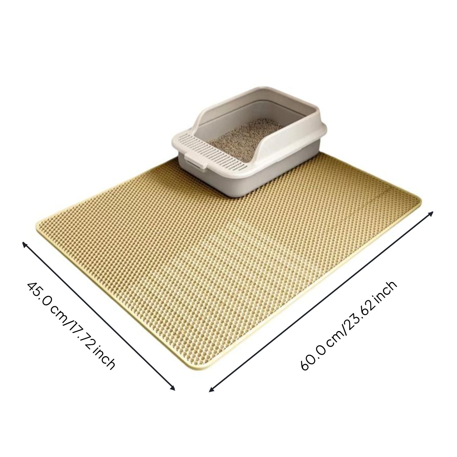 Water-resistant hex mat protects floors.