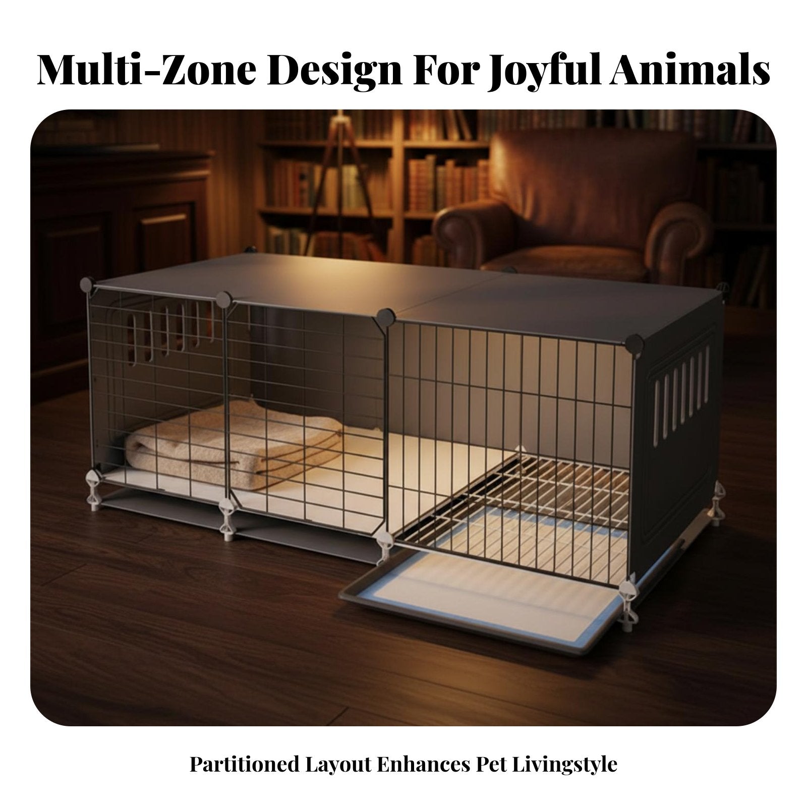 Dog Enclosure with Toilet Z Single D Living Space Pet House with Potty Tray Small Dog Playpen with Divider Easy to Clean Mesh