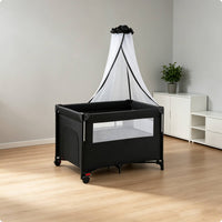 Foldable Baby Crib Two-Level Adjustable Portable Playpen Net