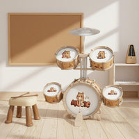 Toy Jazz Drum Kit Early Education Kids Drum Set Cartoon Design for Beginners