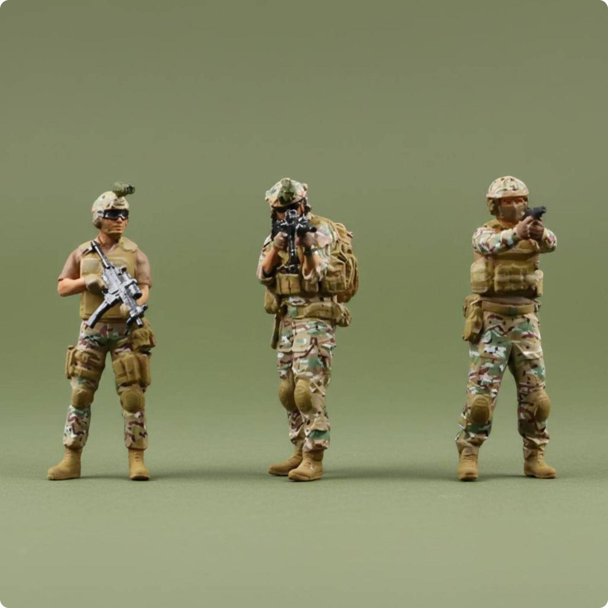 3 Pieces 1:64 Warrior Model Set High Intricacy Combat Warrior Display Scene
