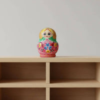 10 Pieces 10 Layer Wooden Doll Handmade House Decoration Floral Pattern Children's Toy for Home