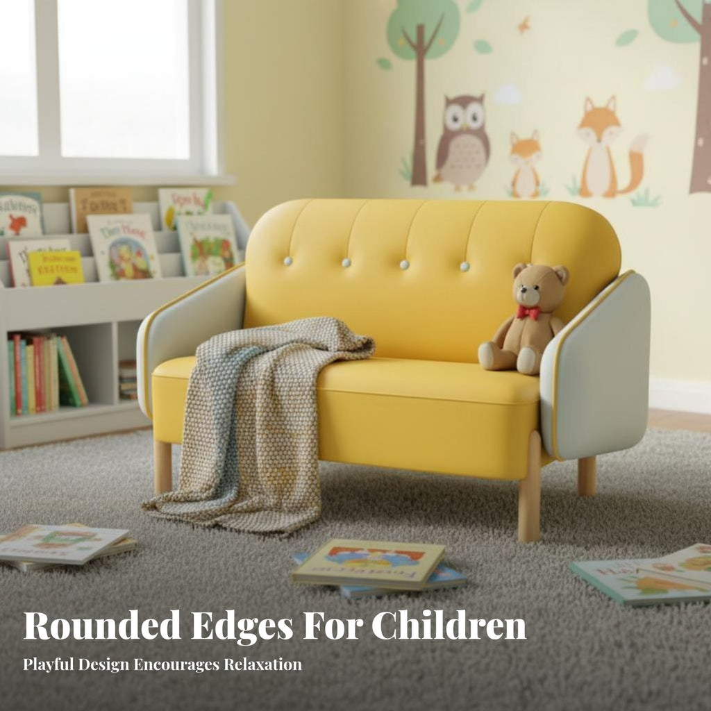 Young Child Two-Seater Sofa Nordic Design 2-Seater childs' Loveseat Easy to Clean Dense Foam for Kindergarten, Daychildcare