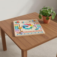 Wooden Calendar Clock Educational Kids Daily Calendar Board Colorful Design Multifunctional Learning Board for Preschoolers, Homeschooling