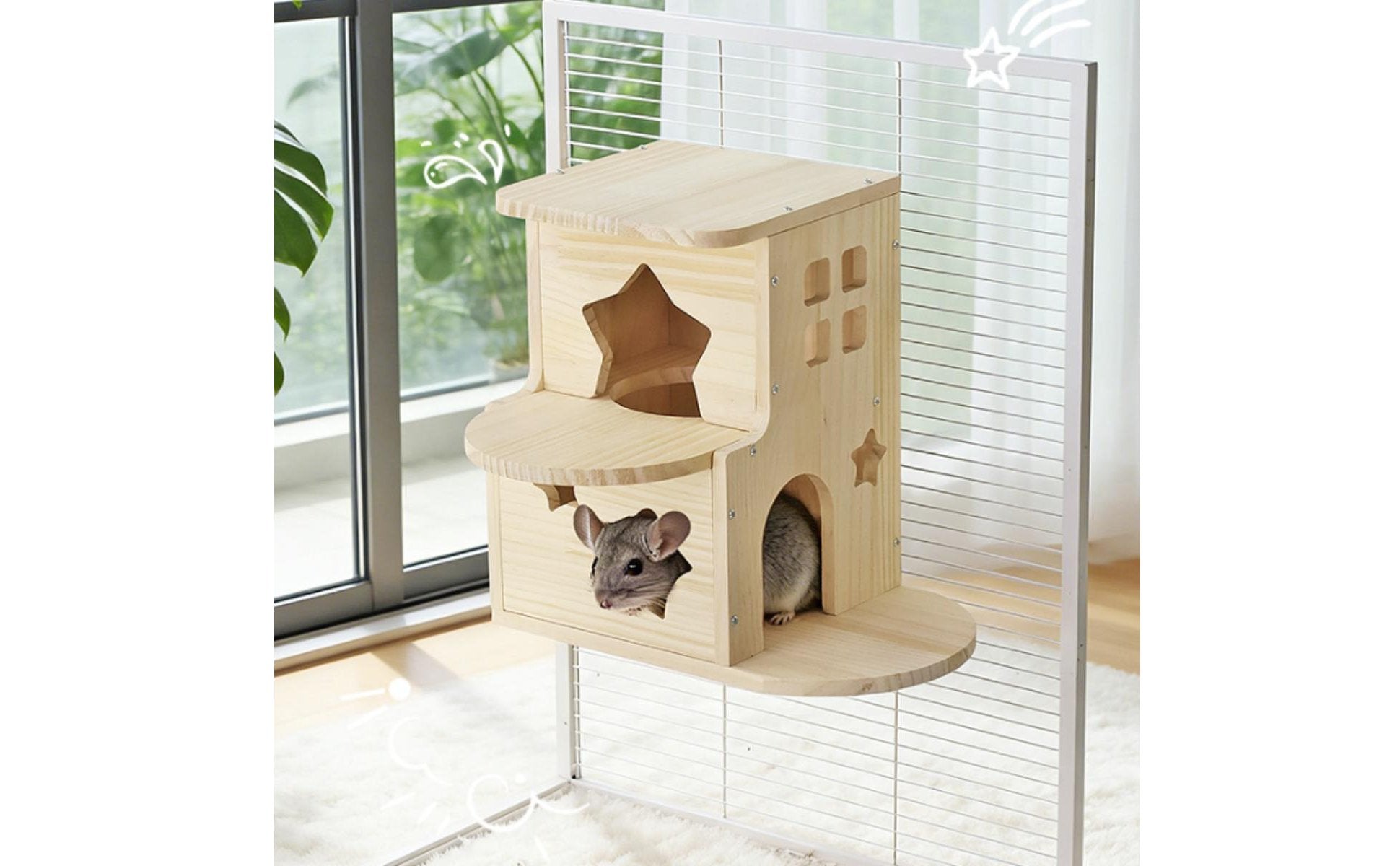 Multi-Layer Wooden Hideout Large Space Wooden Pet Hideout House Enclosure