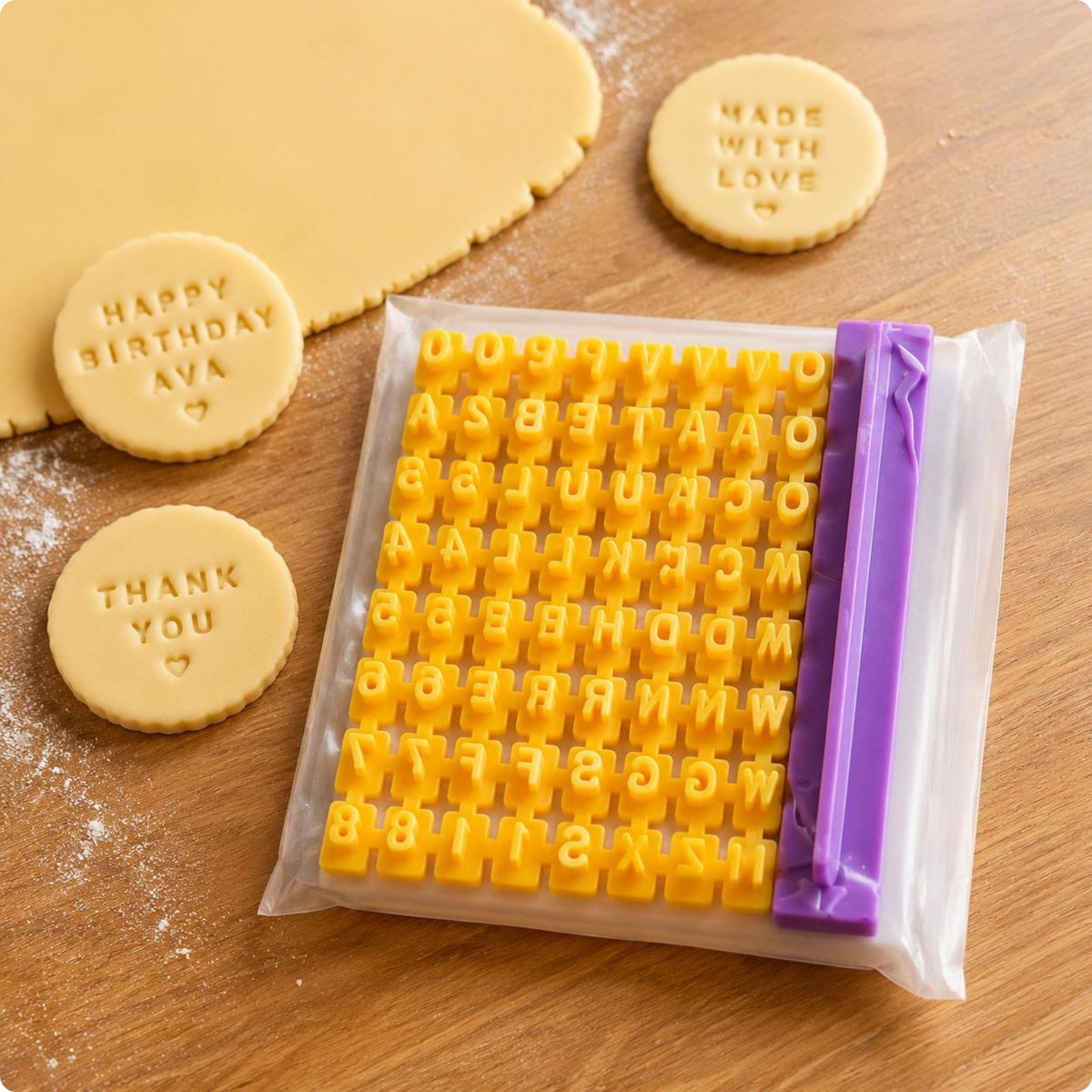 Letter Cookie Stamp Set Food Grade ABS Number and Symbol Stamp Lightweight