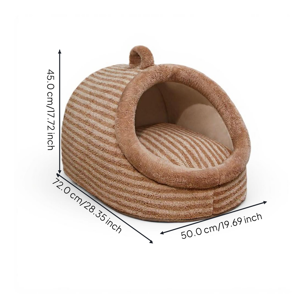 Semi-Enclosed Plush Pet Bed, Calming Indoor Sanctuary
