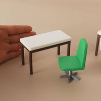 Miniature Computer Desk Set Scene Prop Dollhouse Office Set Realistic