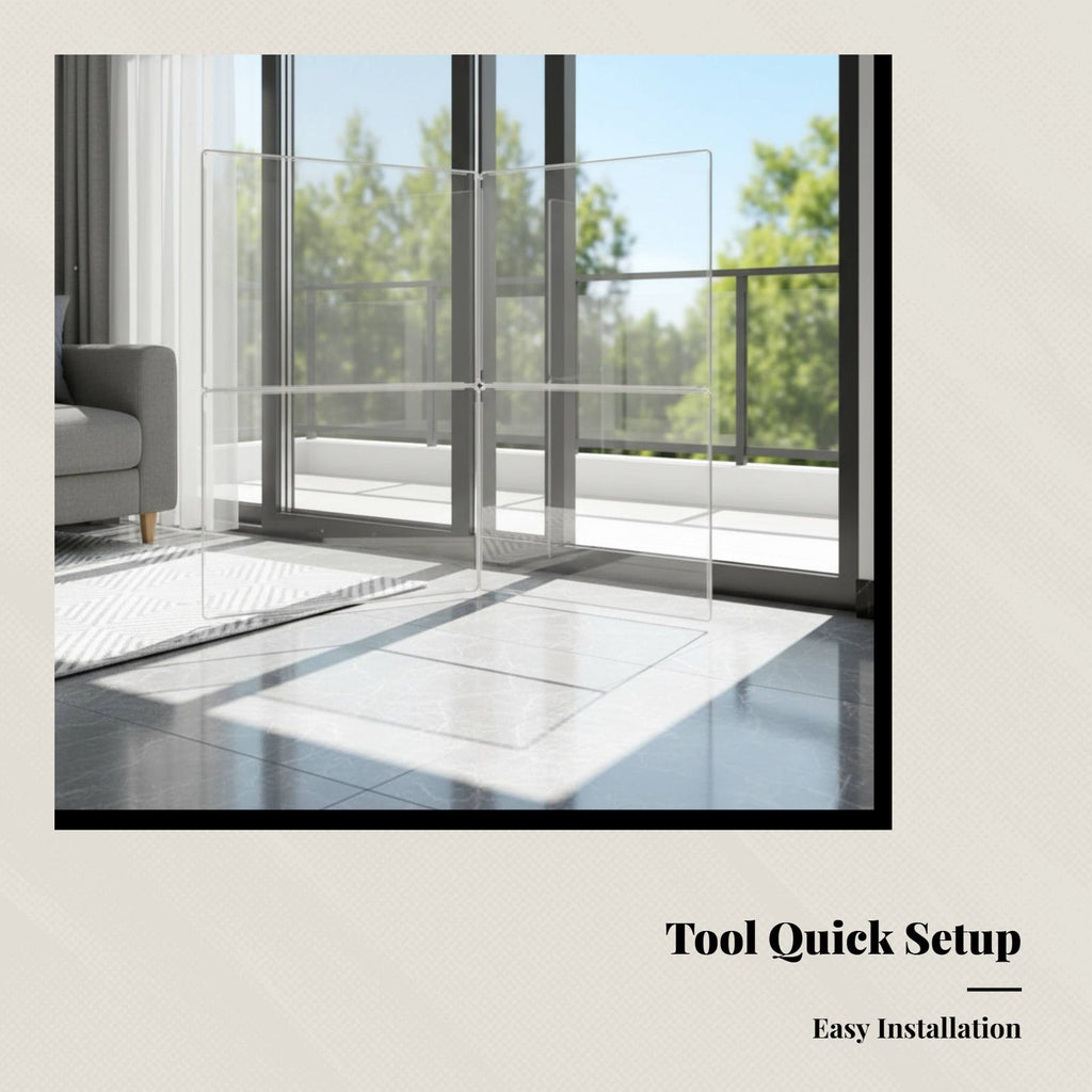 6-panel clear resin indoor pet barrier