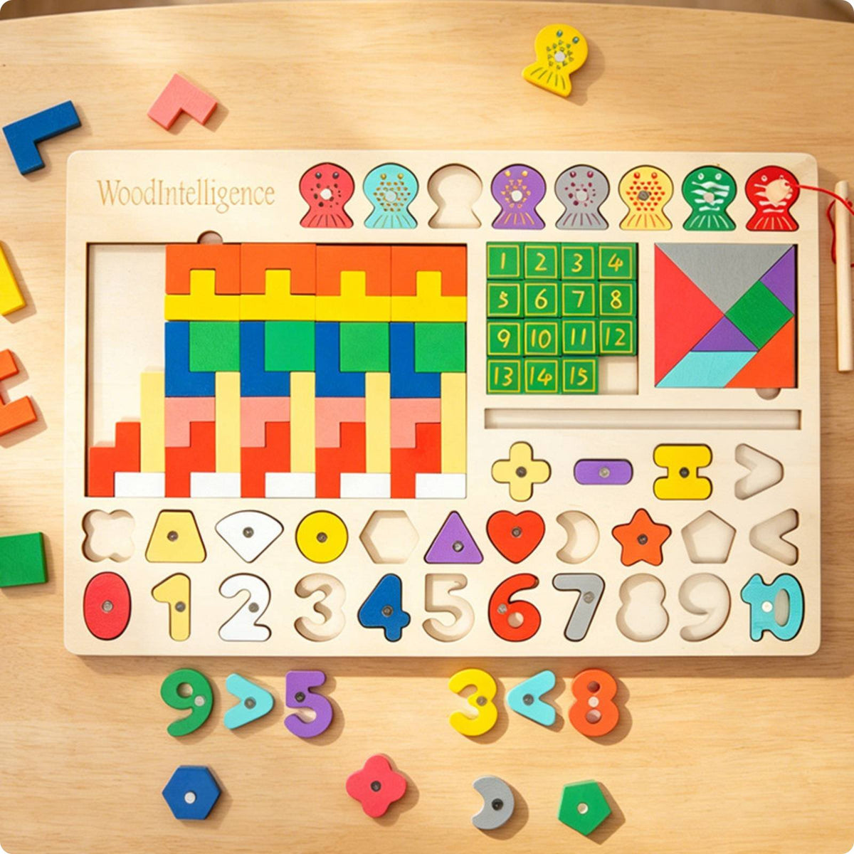 Wooden Tangram Game Multifunctional Tangram Game Board Early Math Skills
