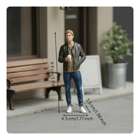 Miniature Hand-Painted Male Figurine Resin Material Upright Male Figure Model Holding a Mug for Hobbyists, Dioramas