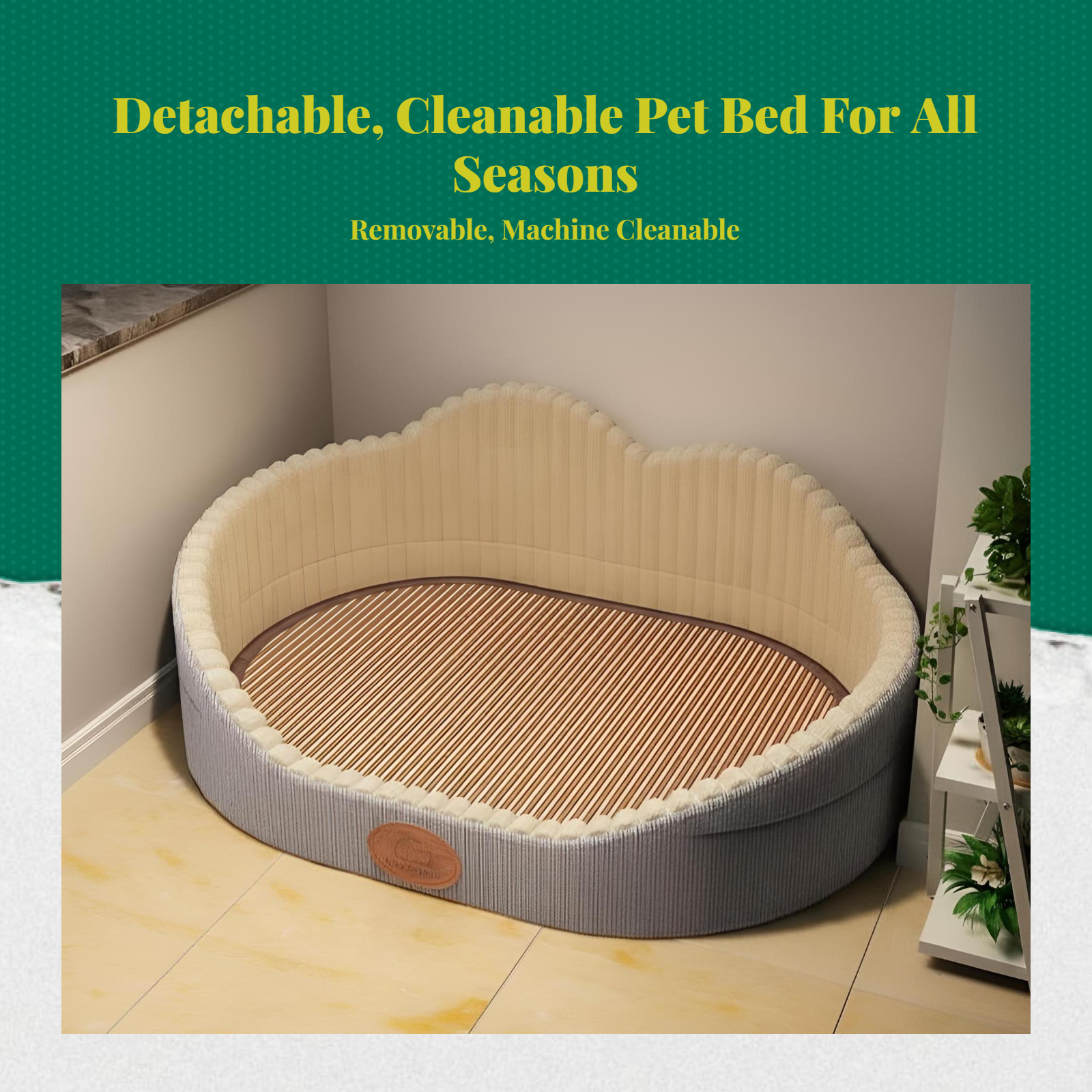 Dog Bed, Removable Cover, Quick-Dry Comfort Mat, Rectangle