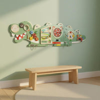 Dinosaur Wall Busy Board Educational Dinosaur Busy Board Interactive Wood Wall Activity Center for Preschoolers, Kids, Kindergarten, Playroom, Nursery
