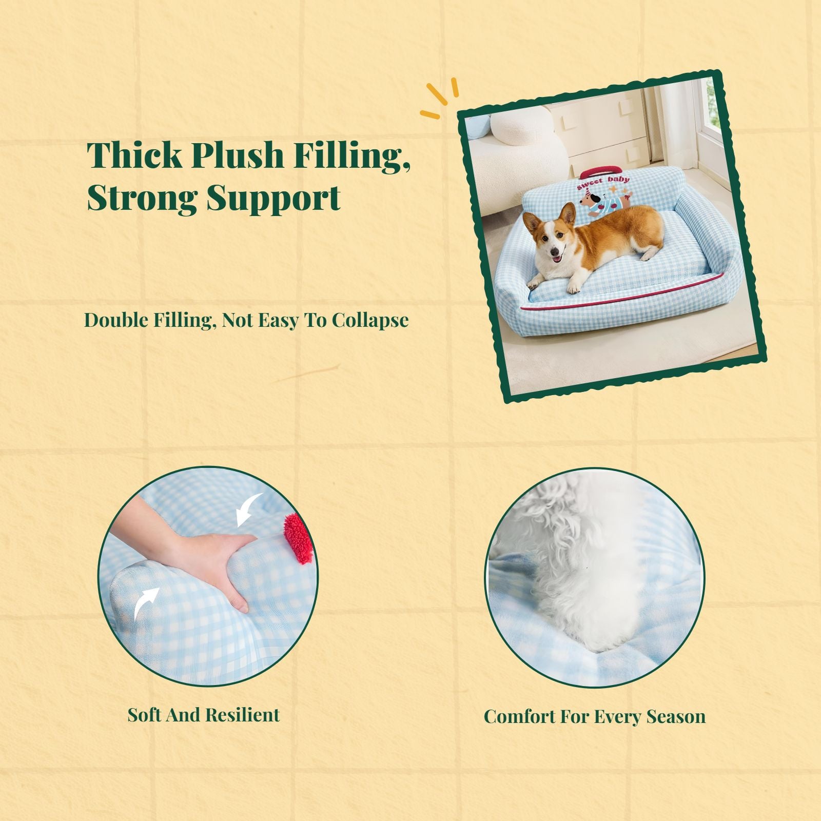 Removable plush pet sofa bed for all-season comfort