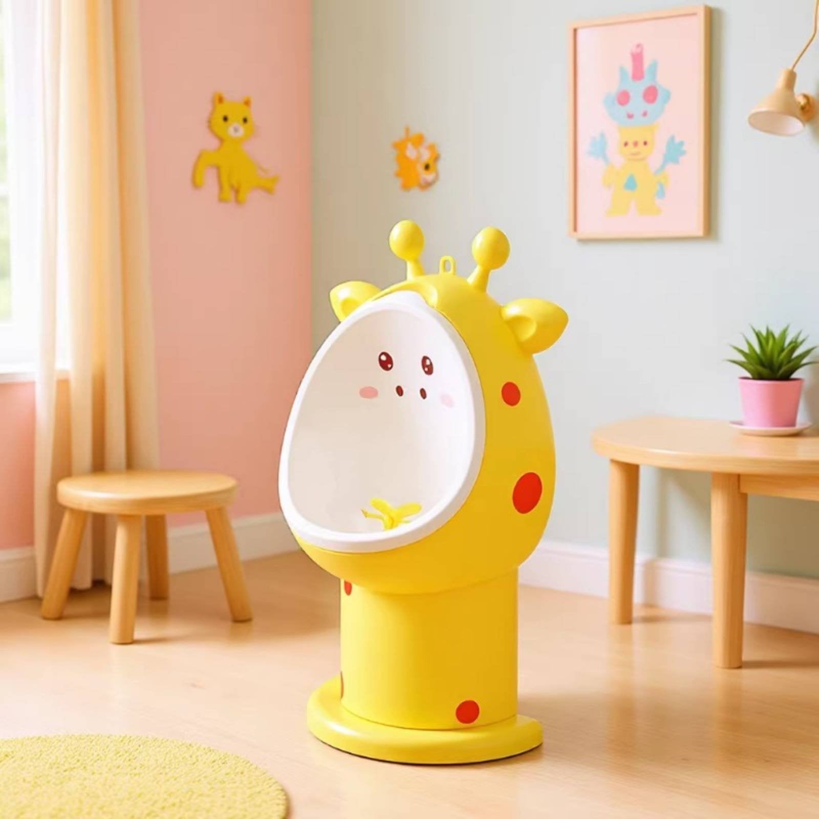 Wall-Mounted Kids Urinal Fun Rotating Target Boys Standing Urinal Splash Proof