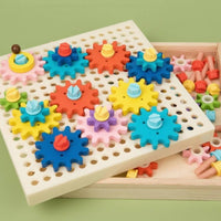 Wooden Gear Puzzle STEM Learning Gear Assembly Toy Spatial Thinking