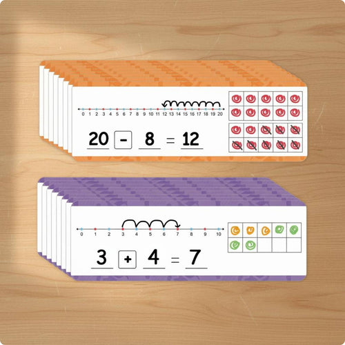 16 Pieces Counting Line Cards Double-Sided Addition Practice Cards Waterproof Educational Tool for Homeschool