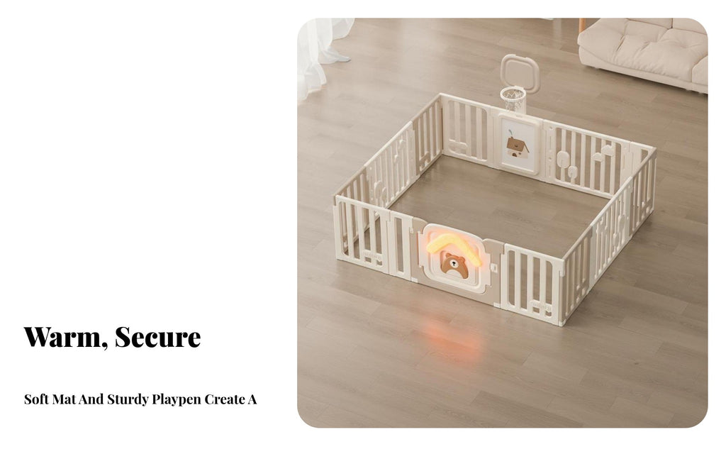 Easy Assembly Kids House Playpen Colorful Design Baby Playpen Adjustable Shape Kids Safety Play Yard Sturdy for Infants, Toddlers, Parents, Living Room, Playroom, Bedroom, Home