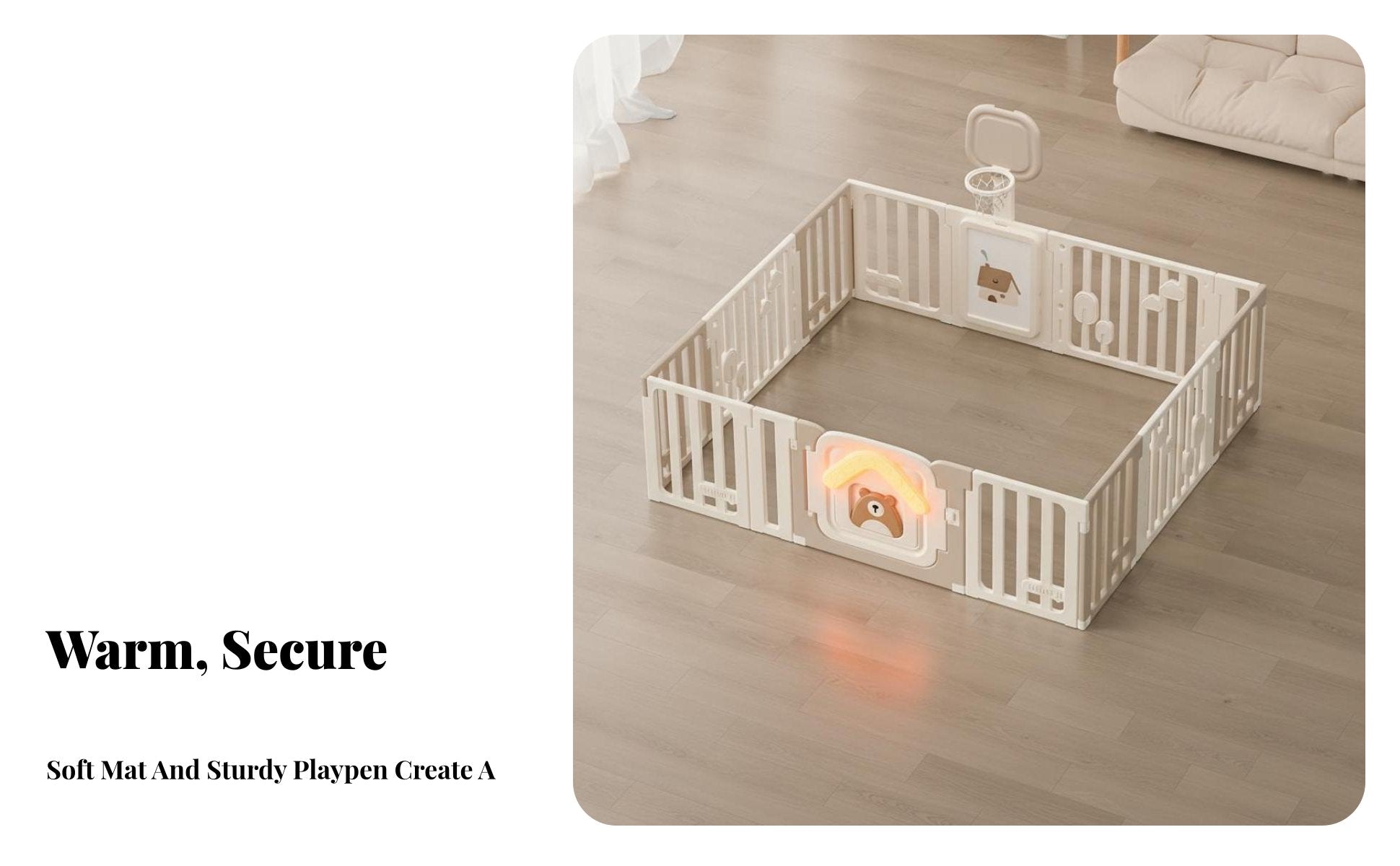 Easy Assembly Kids House Playpen Colorful Design Baby Playpen Adjustable Shape Kids Safety Play Yard Sturdy for Infants, Toddlers, Parents, Living Room, Playroom, Bedroom, Home