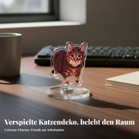 Oiiai Cat Desk Ornament Stress Relief Rotating Cat Meme Standee Focus Aid