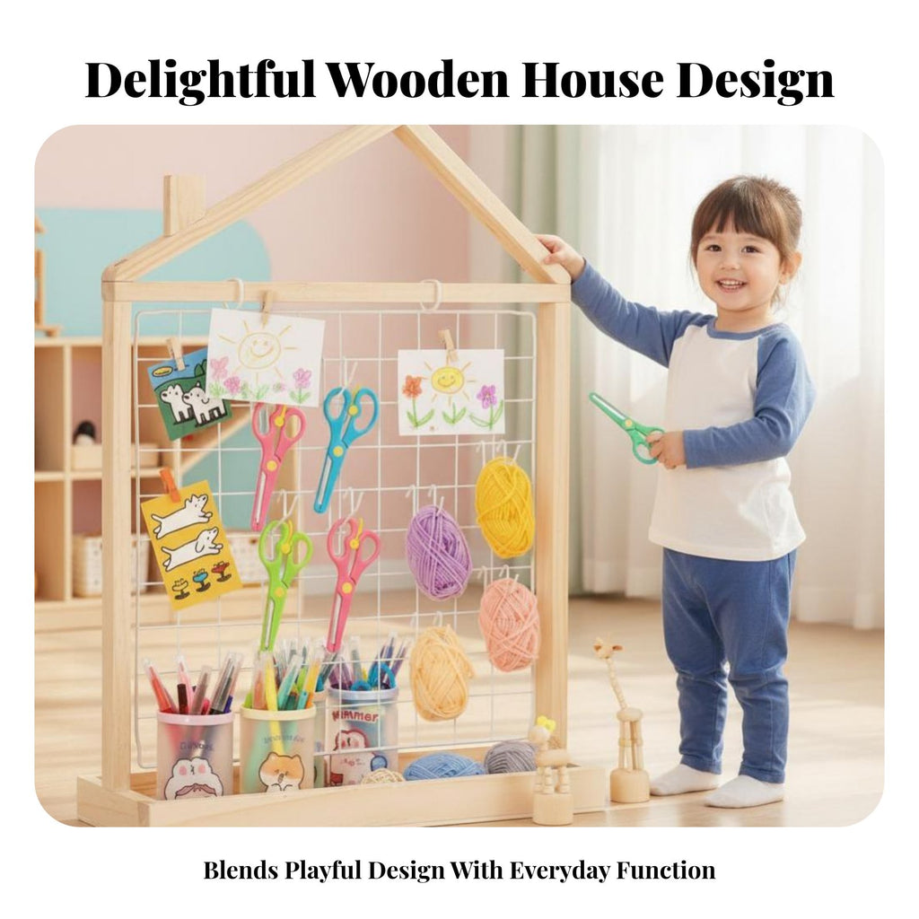 Rolling House-Shaped Clothes Rack Mobile with casters kids' Clothes Rack Portable Sturdy Construction for Toddlers, Small Spaces