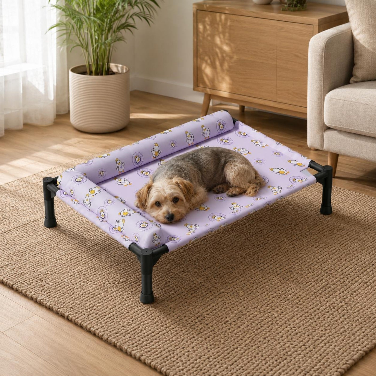 Dog Bed with Supportive Side Easy to Clean Supportive Side Pet Bed Printed