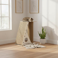 Cat Scratching Pillar with Ramp Multifunctional Versatile Feline Design Scratcher with Perch Protects Furniture Pet Supplies for Living Room