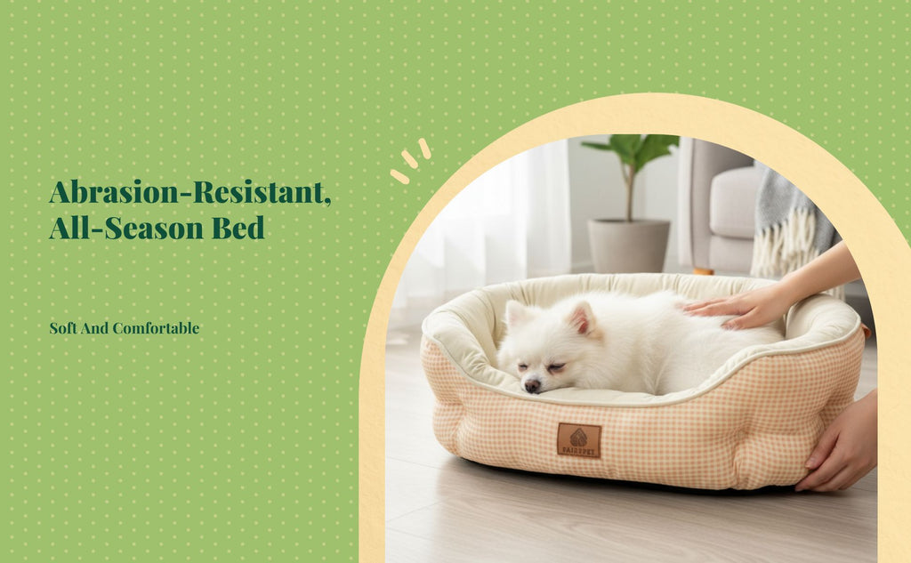 Plush dog bed, non-slip, easy-clean