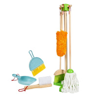 Wooden Cleaning Toy Set Storage Stand Kids Cleaning Playset Bright Colors