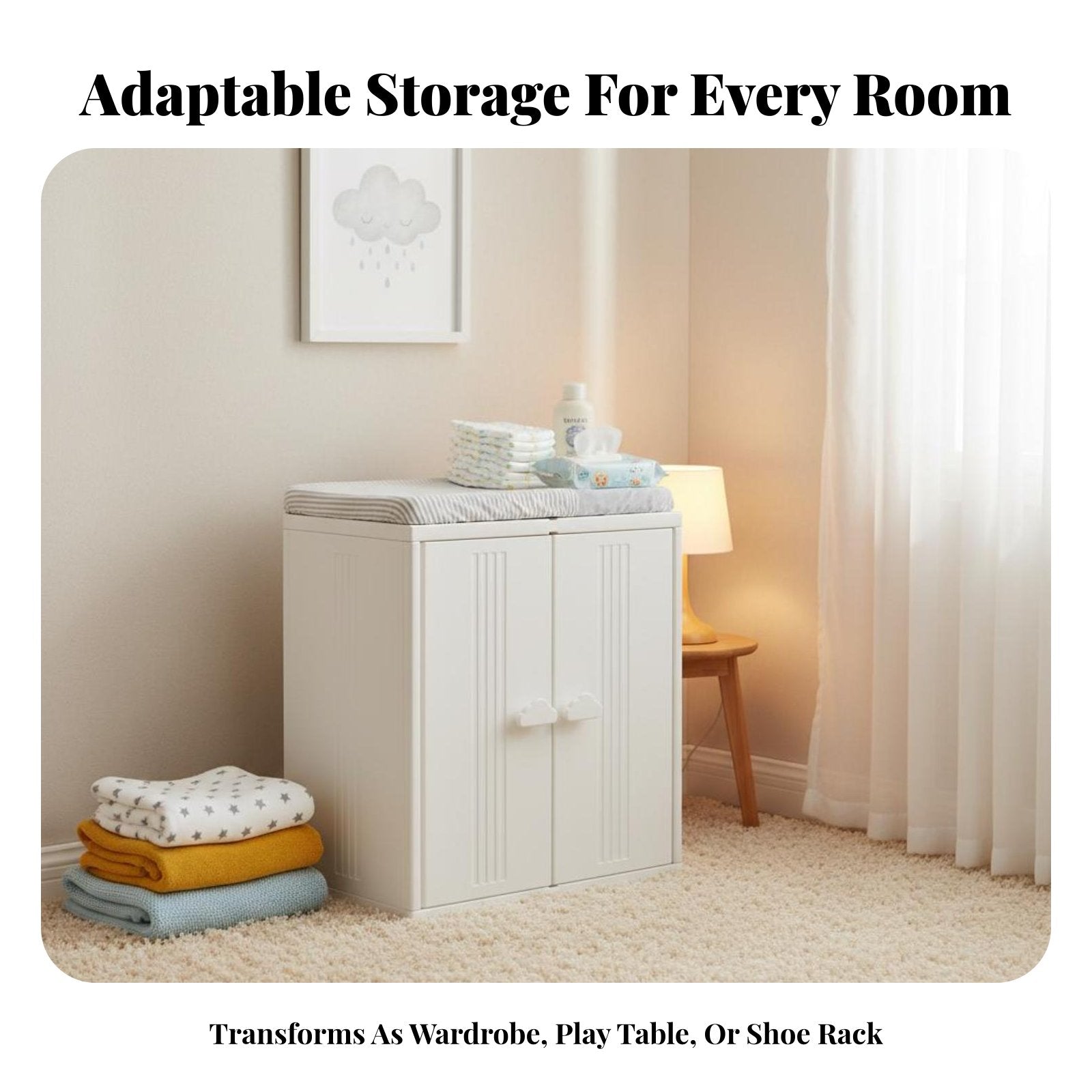 Changing Table storage unit Easy Organization Storage Cabinet Safety Design for children