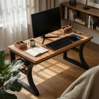 Desk with Pegboard Storage Black Frame Desk with Bookshelf Stable Structure Office Furniture