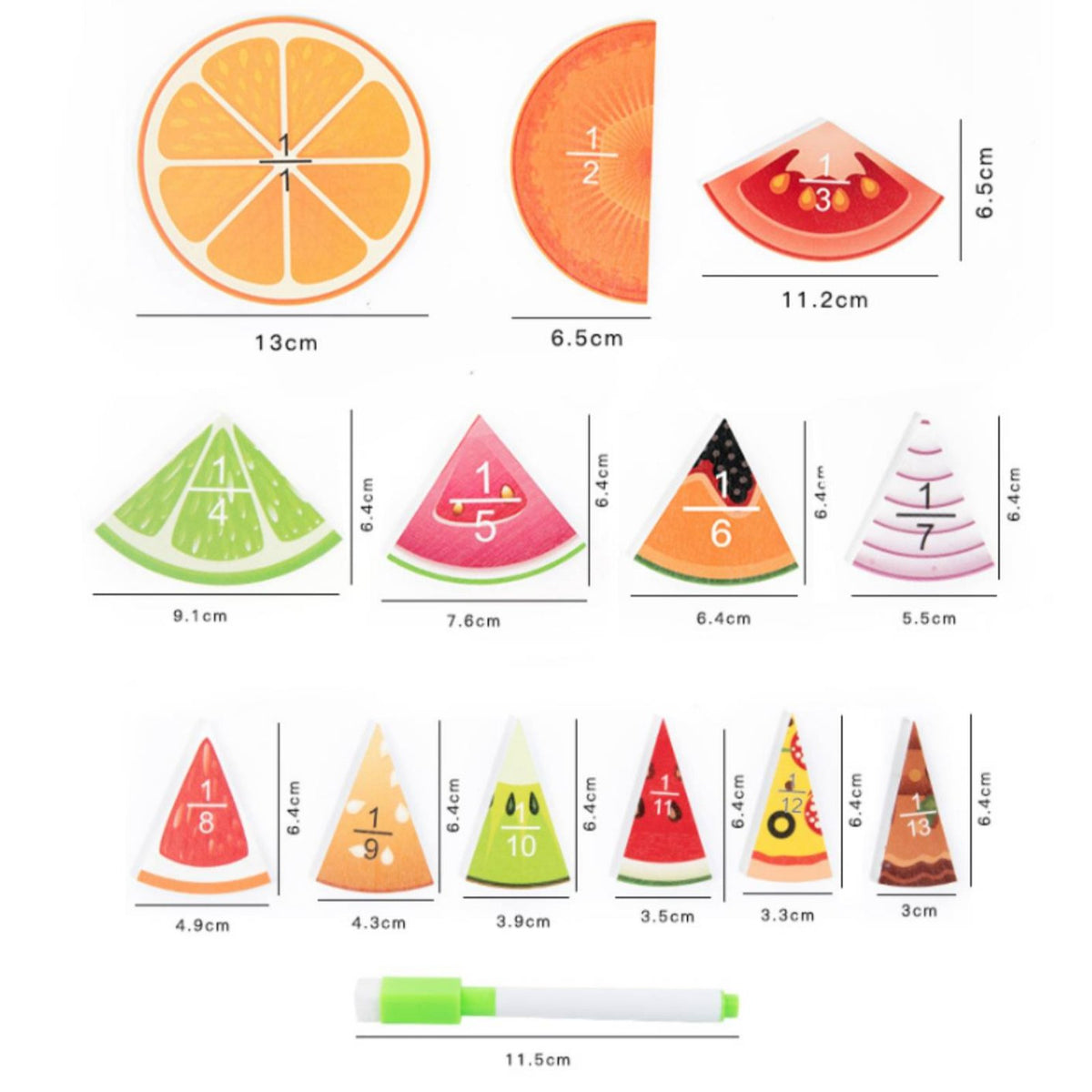 Fruit Fraction Math Toy Colorful Design Fraction Circle Puzzle Bright Colors for Instruction Time